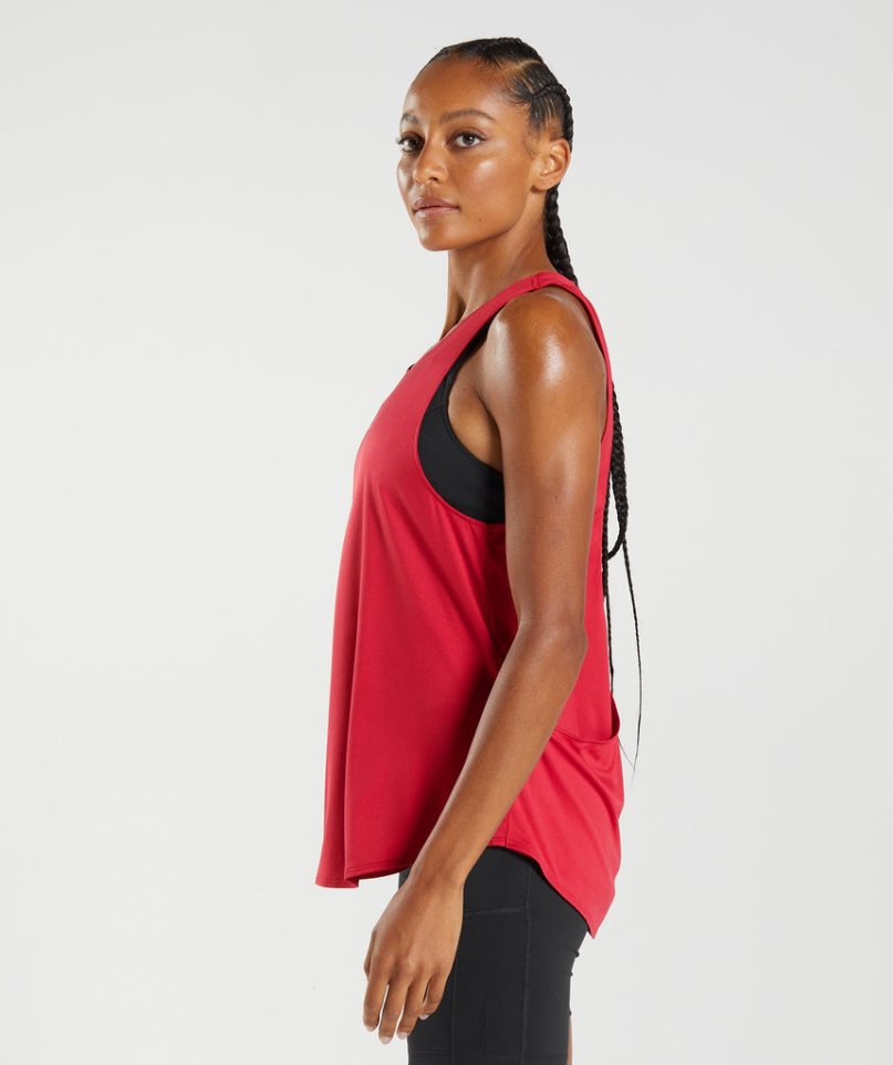 Women's Gymshark Training Brandmark Tanks Red | NZ 5LKBXS